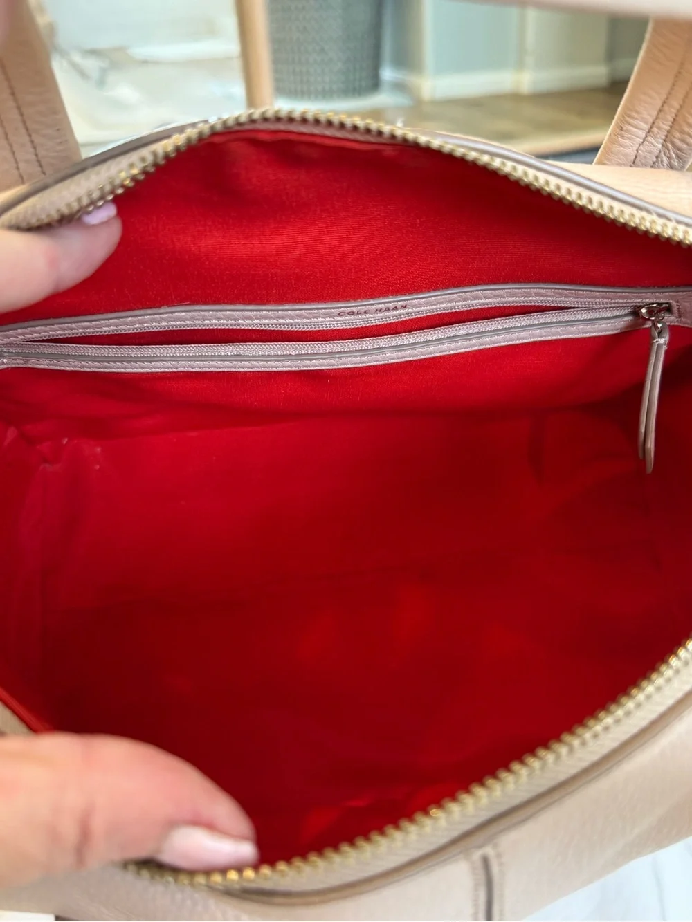 Cole Haan Blush Peachy Pink Pebbled Leather Satchel